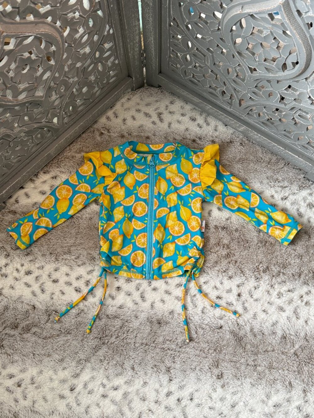 SwimZip long sleeve rashguard girls 12-18 months lemons tropical beach summer
